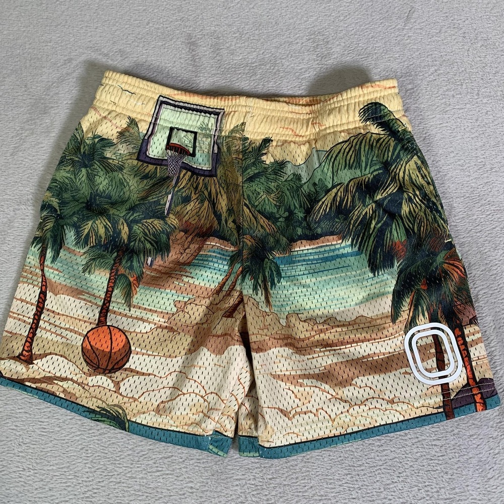 Overtime Paradise Palm Mesh Basketball Shorts Youth XL Multicolor Beach Athletic